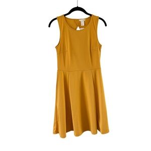 H&M Mustard Yellow Sleeveless Fit & Flare Dress (S), Cut-out Back /  NWT